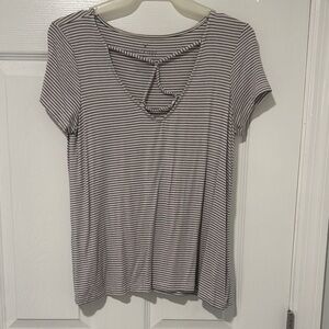 American Eagle Striped Short Sleeve Top
